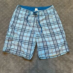 Nike Men’s Swim Trunks Board Shorts Blue Plaid Side 34